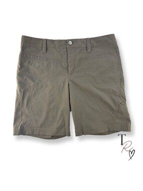 Athleta Quick Dry Dipper Hiking Shorts Utility Trail Cargo Brown Green Size 8